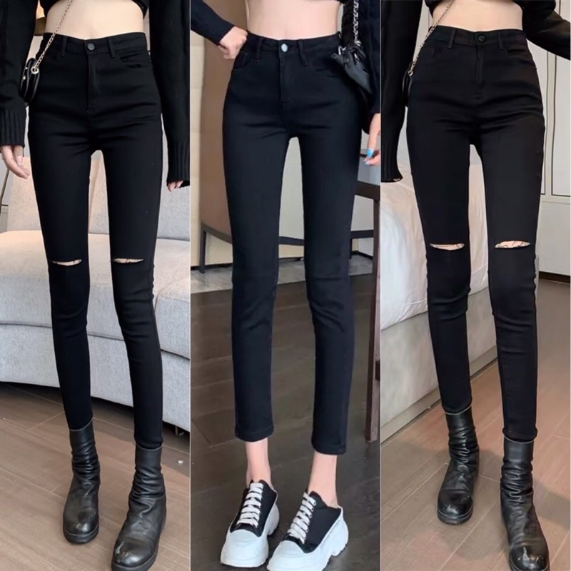 Quần SKINNY Rách Gối - Trơn Basic Phong Cách Q8