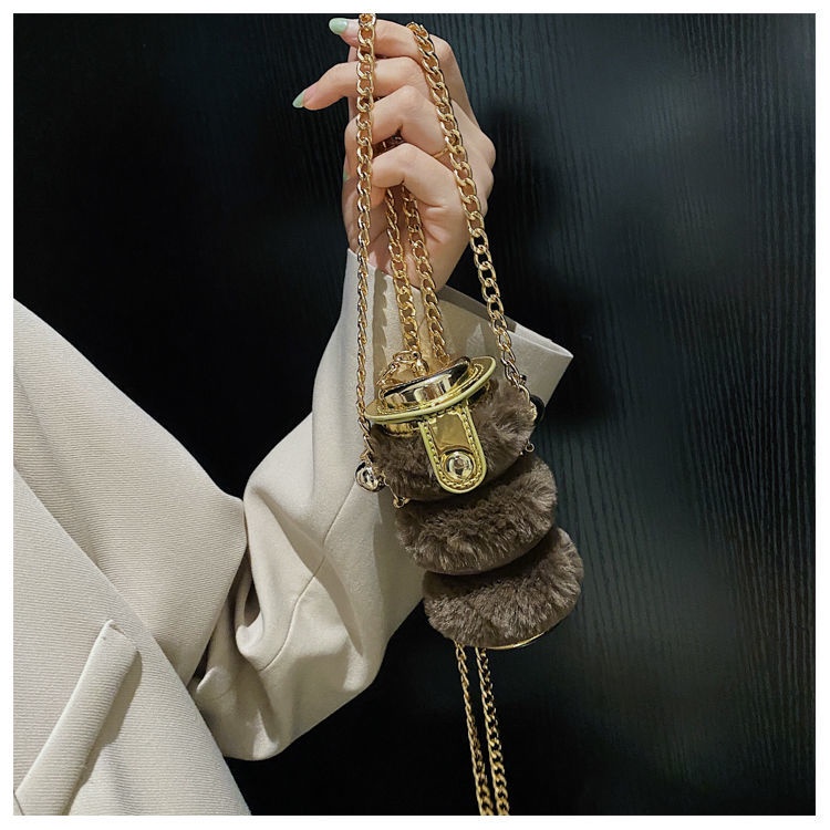 Túi đeo chéo Mini phối lông thời trang 2021 cho nữ
