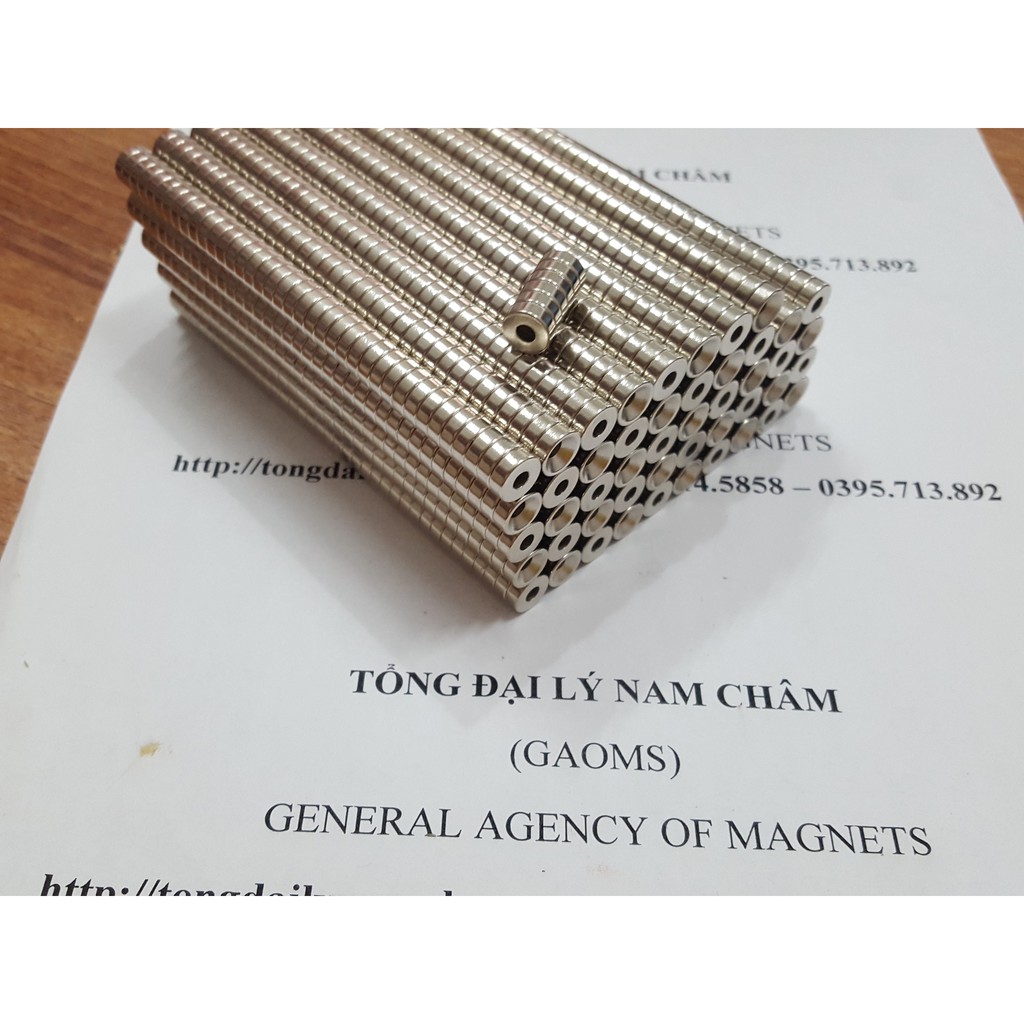 Nam châm 8x3 lỗ 3mm, nam châm viên có lỗ vát bắt vít lực hút mạnh
