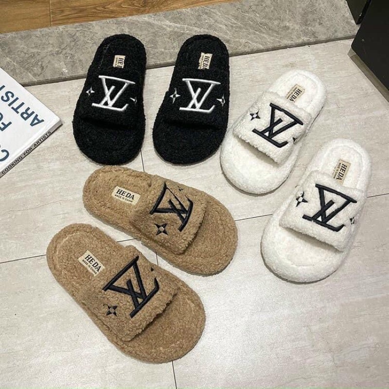 Dép lông mùa đông chữ V siêu ấm