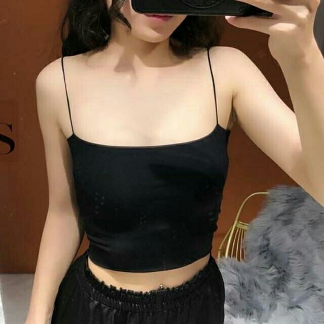 Áo 2 dây croptop 2 lớp cotton thoáng mát