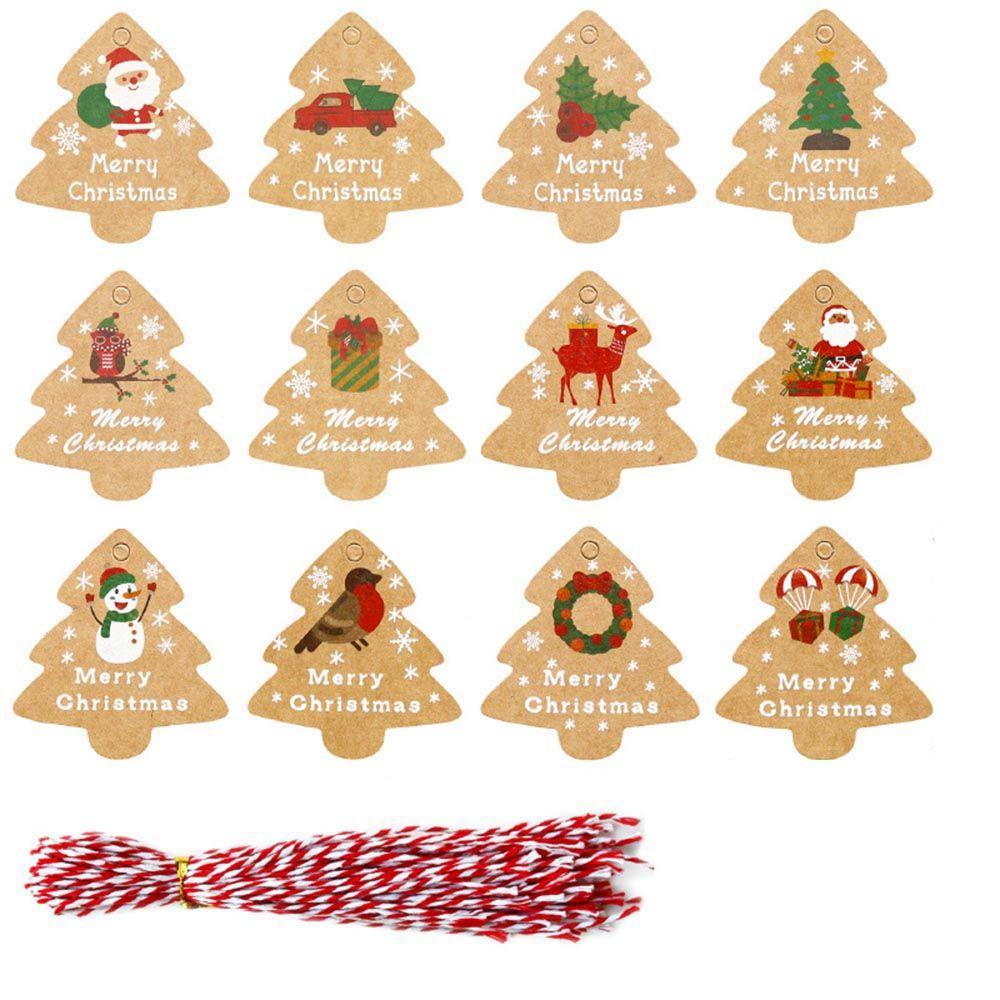 Set 24 / 48 Thẻ Giấy Gói Quà / Trang Trí Cây Thông Giáng Sinh