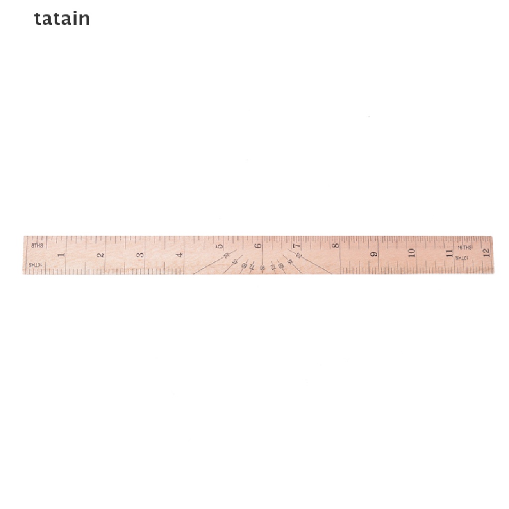 [TAT]  Double Side Wooden Ruler Wood Carpenter Inch Scales &amp; Metric Scales Tools 1pc CVX