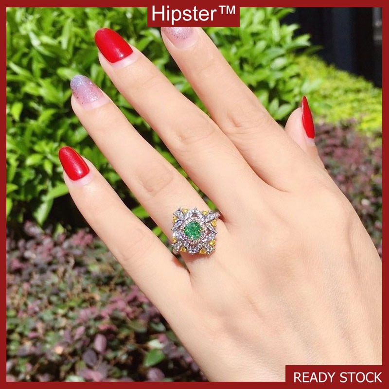 Nhẫn Đeo Tay Đính Ngọc Lục Bảo Xinh Xắn Cho Nữ