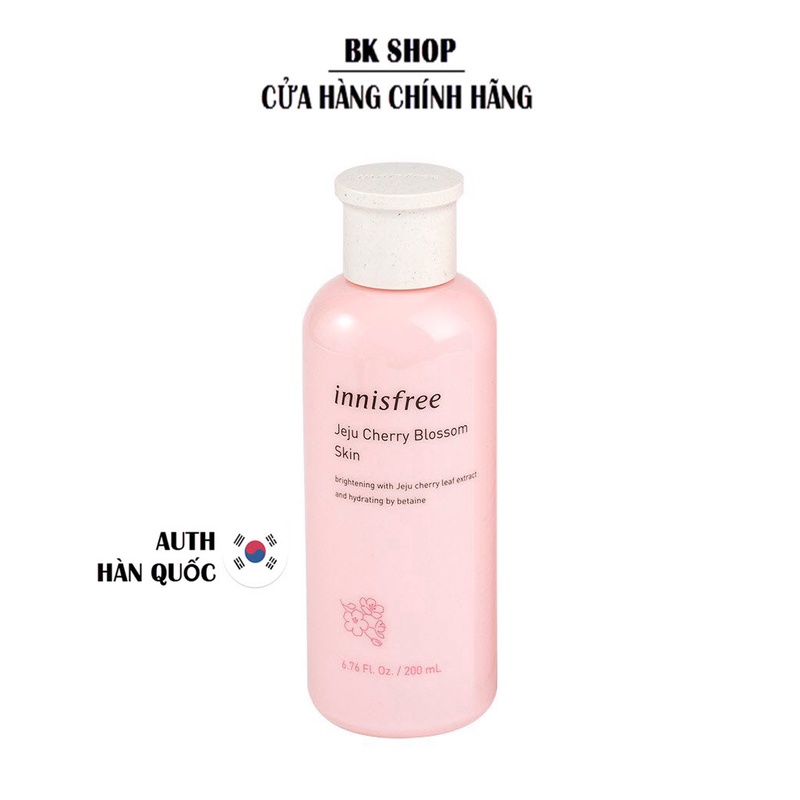 (Auth Hàn) Nước Hoa Hồng Dưỡng Trắng, Dưỡng Ẩm Innisfree Jeju Cherry Blossom Skin 200ml