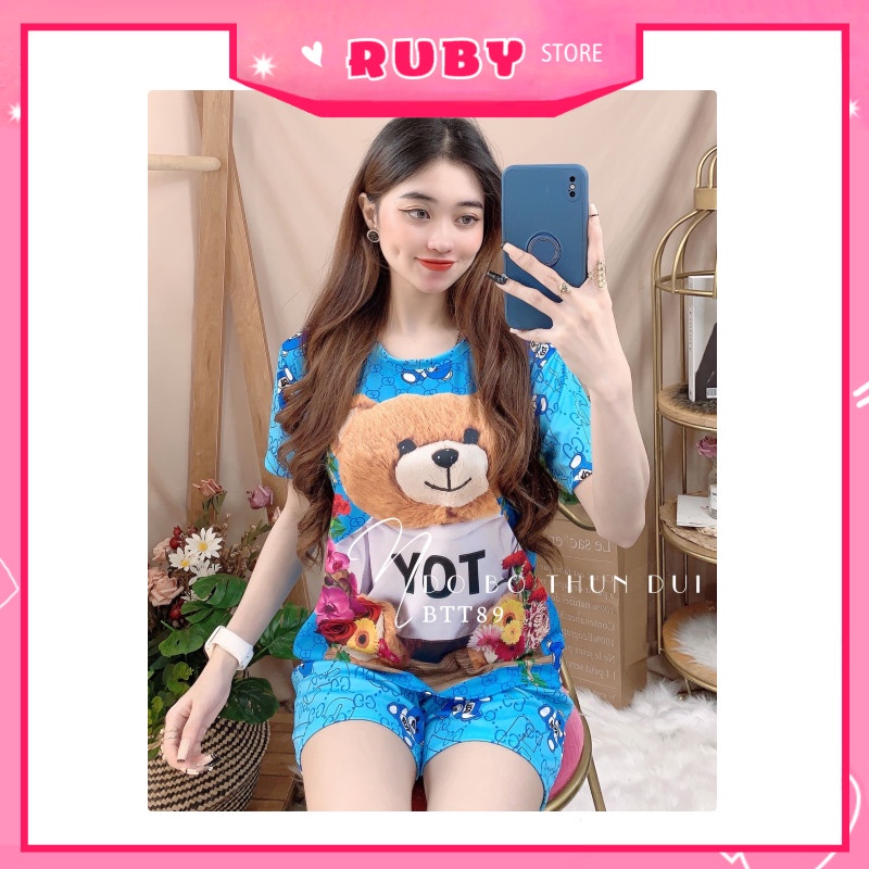 Đồ bộ nữ mặc nhà chất thun mịn mát ❤️ Set đùi hoạt hình Free Size ❤️ Rubystorevn BTT89