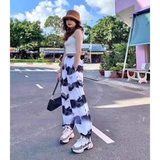 Quần jogger spun loang ombre - quần suông loang spun mặc 2 kiểu