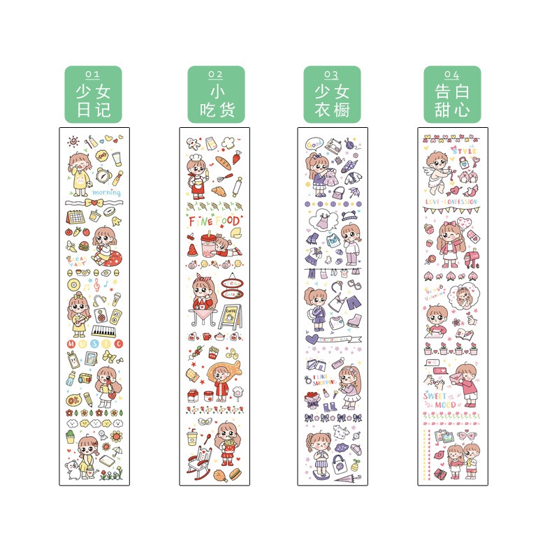 Set nhãn dán Sticker Cô Gái Năng Động nhiều màu sắc