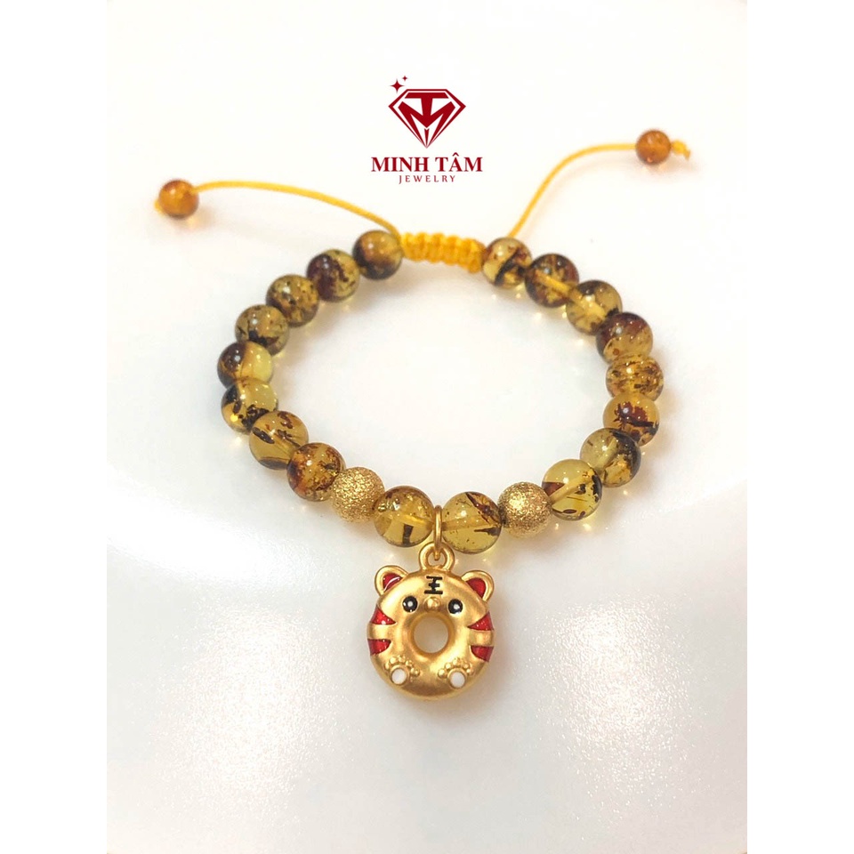 Vòng hổ #phách con giáp Hổ bạc xi vàng mẫu mới 2022 cho bé-Minh Tâm Jewelry