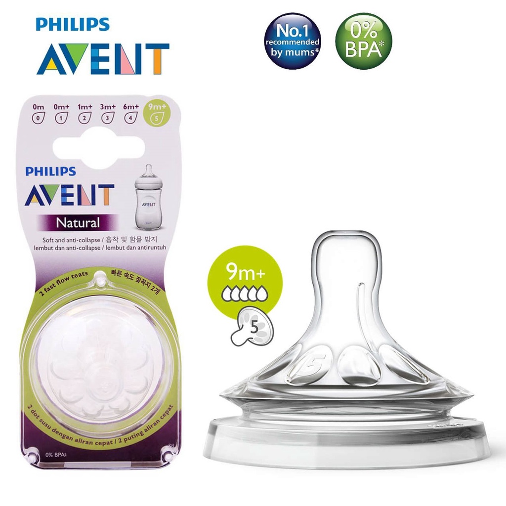 Núm ti silicone Philips Avent Natural chính hãng. Có tách set