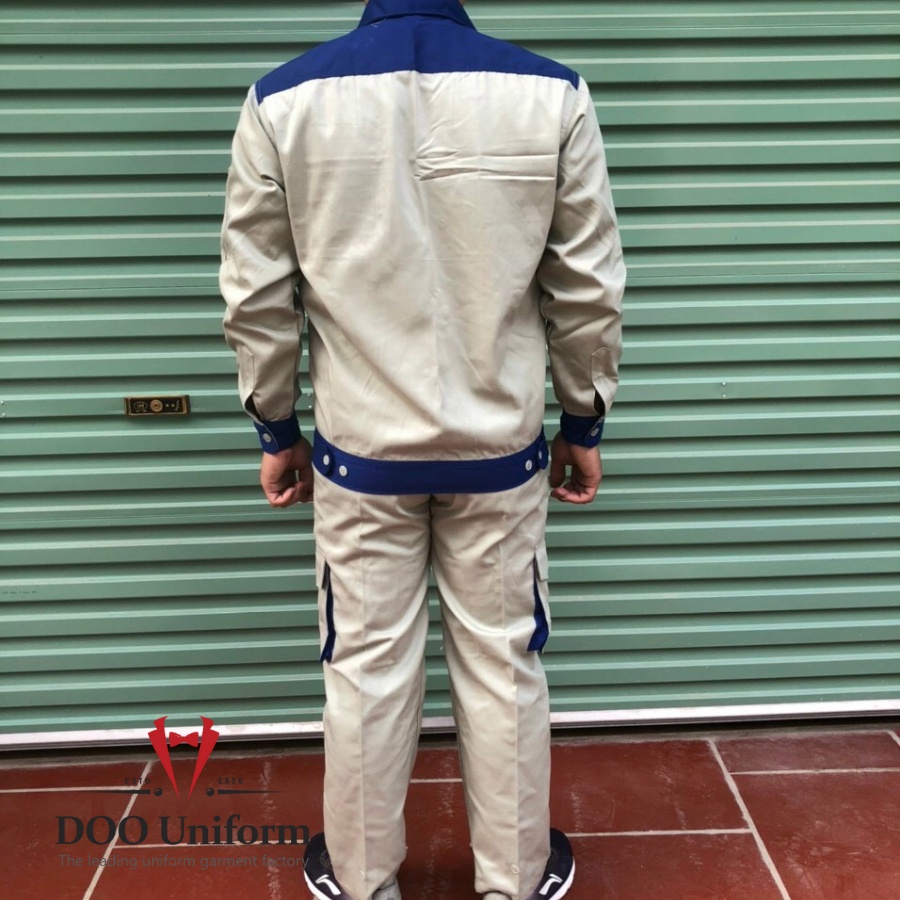 [DOO SAFETY] Bộ đồ bảo hộ lao động nam, B02 - Ghi sữa phối xanh