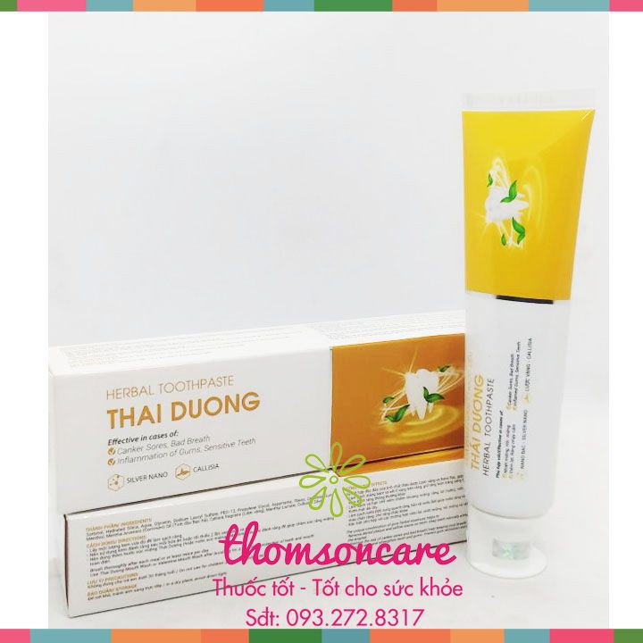 Kem đánh răng dược liệu Thái dương từ thảo dược tuýp 150g có Nano bạc, giảm hôi miệng, nhiệt miệng