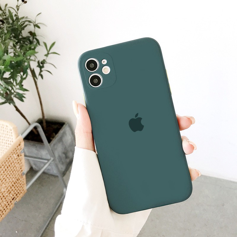 Ốp lưng iphone Logo táo lót nỉ 4 màu cạnh vuông 5/5s/6/6plus/6s/6splus/7/7plus/8/8plus/x/xr/xs/11/12/pro/max/plus/promax