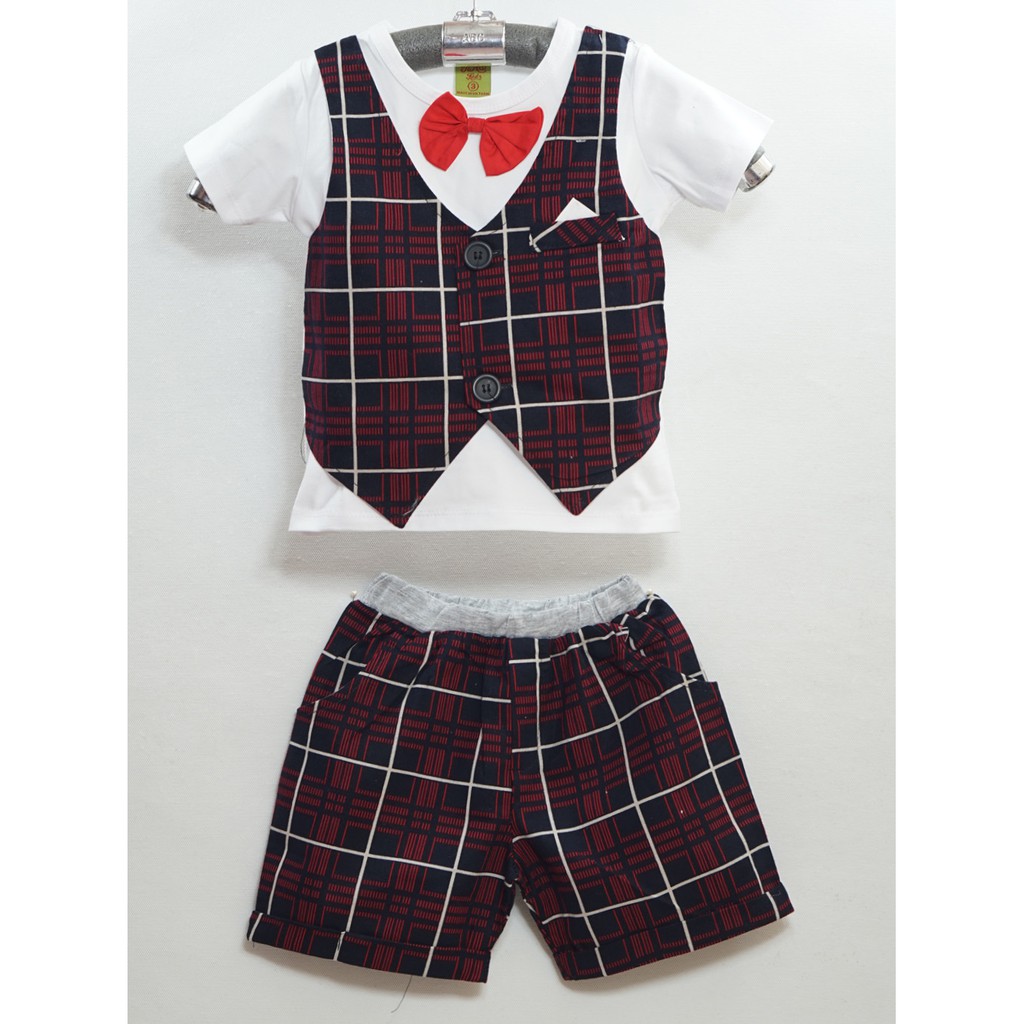 Bộ vest gile ca rô sọc phong cách cho bé trai