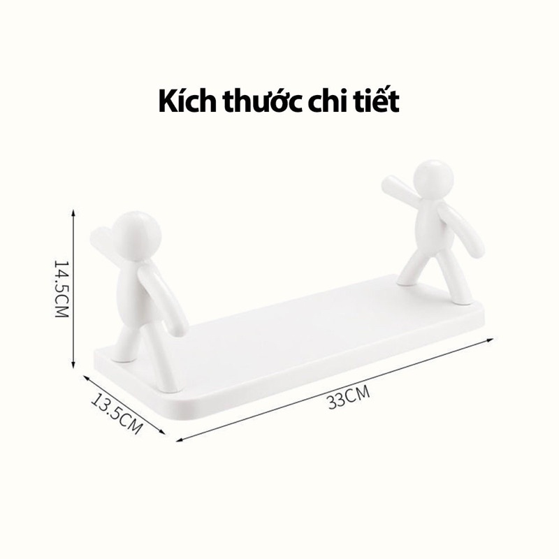 Kệ Hình Nhân Decor Nhà Tắm, Kệ Nhựa Nhà Bếp Dán Tường Siêu Dính Chịu Lực lên đến 3kg