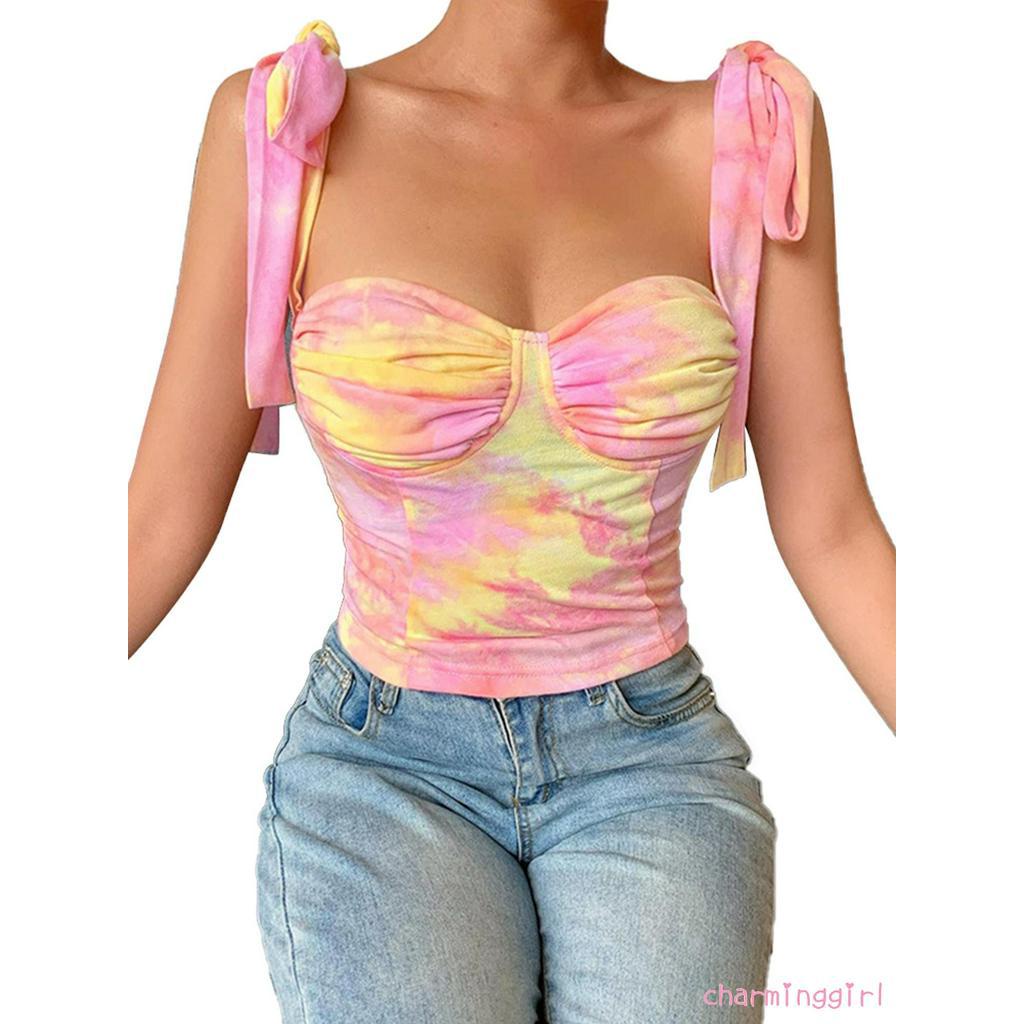 Áo Ống In Họa Tiết Nhuộm Màu Thời Trang Dành Cho Nữ