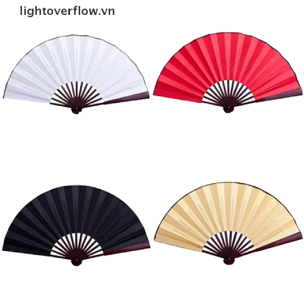 Quạt Xếp Cầm Tay Bằng Vải Lụa Trơn Trang Trí Tiệc Cưới Phong Cách Trung Hoa