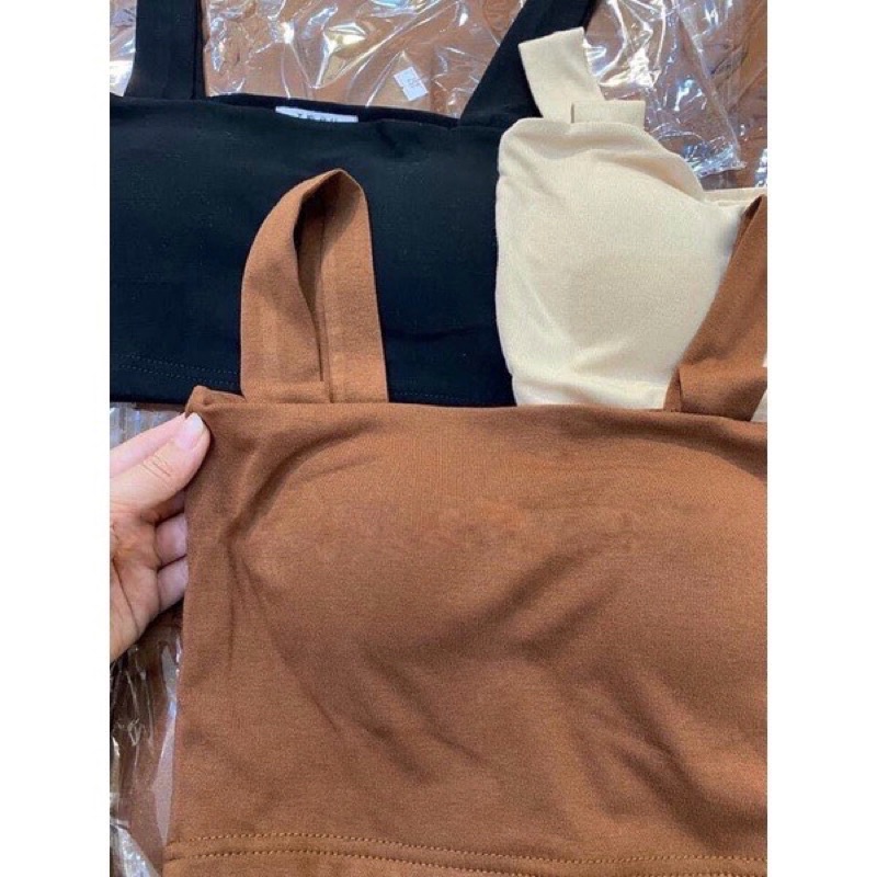 Áo Thun Croptop 2 Dây Bản To Có Đệm