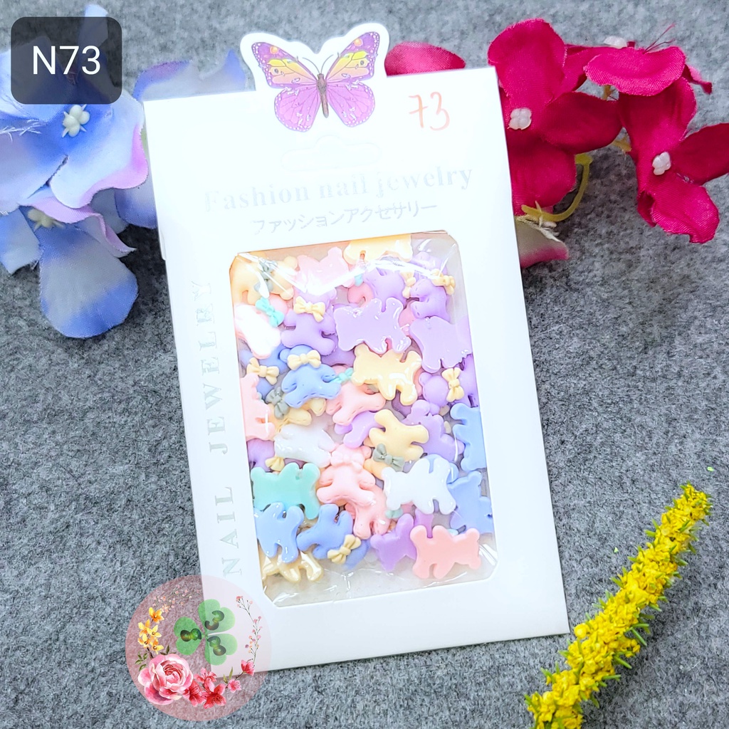 Mã N73 - Set phụ kiện "Gấu", chuẩn chất lượng, đính dán móng, siêu sang chảnh.