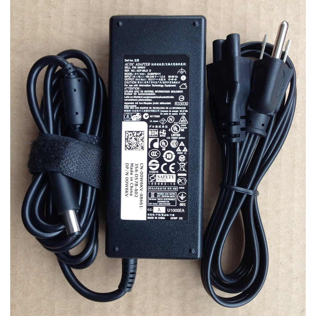 Sạc Laptop Dell 19.5V 4.62A (90w) Chân Kim To Chính Hãng E6420 E6520 3442 3443 3543 (Adapter Dell 19.5V - 4.62A 90w)