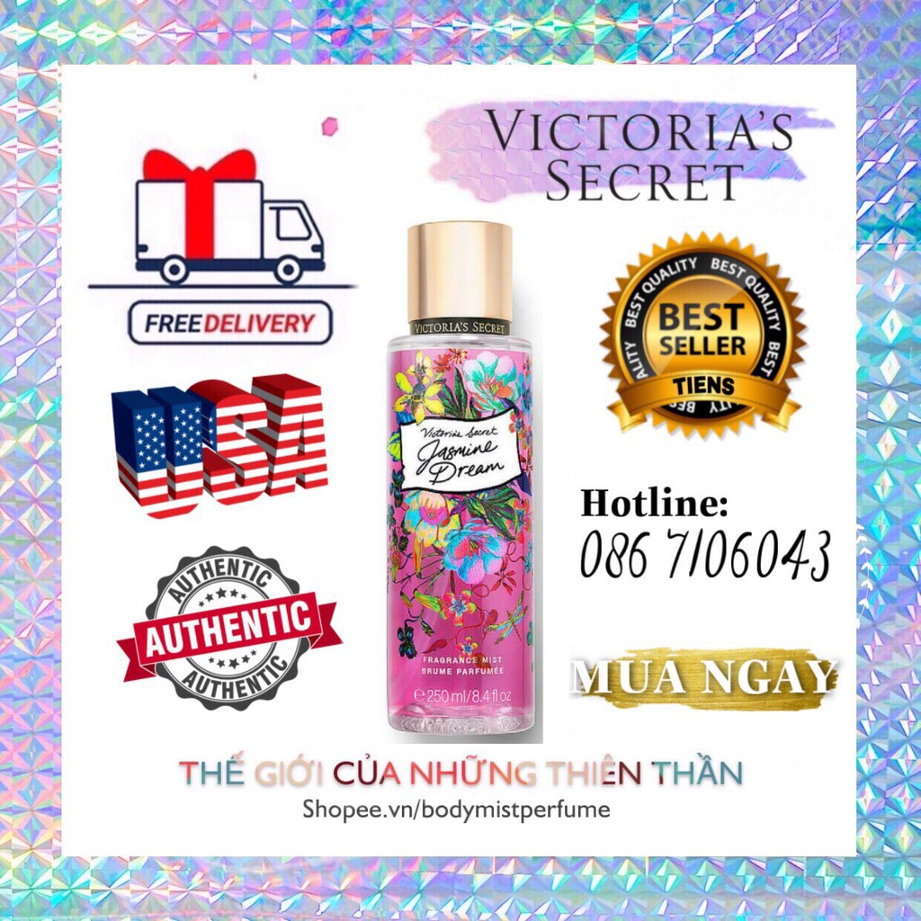 𝗕𝗢𝗗𝗬𝗠𝗜𝗦𝗧⚜️Mẫu thử xịt thơm Body Mist Victoria's Secret - Jasmin Dream 250ml