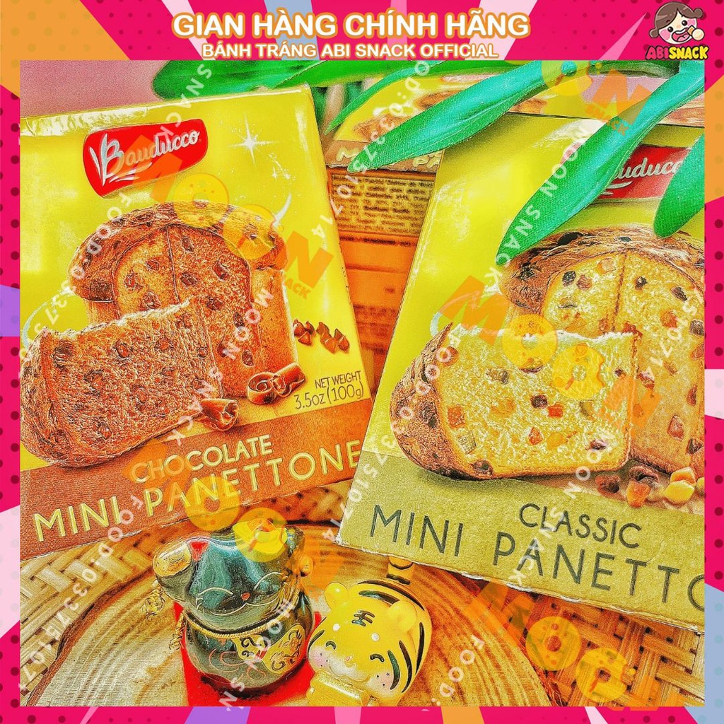 bánh bông lan hộp mini Bauducco Mini Panettone Original hộp 100g công thức Ý