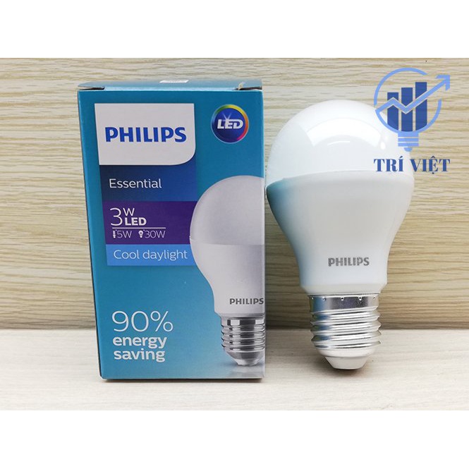 COMBO 5 Bóng đèn led Philips 3W Ledbulb - Bảo Hành 2 Năm - Vàng (3000K) - Trắng (6500K) - Ánh sáng chân thật