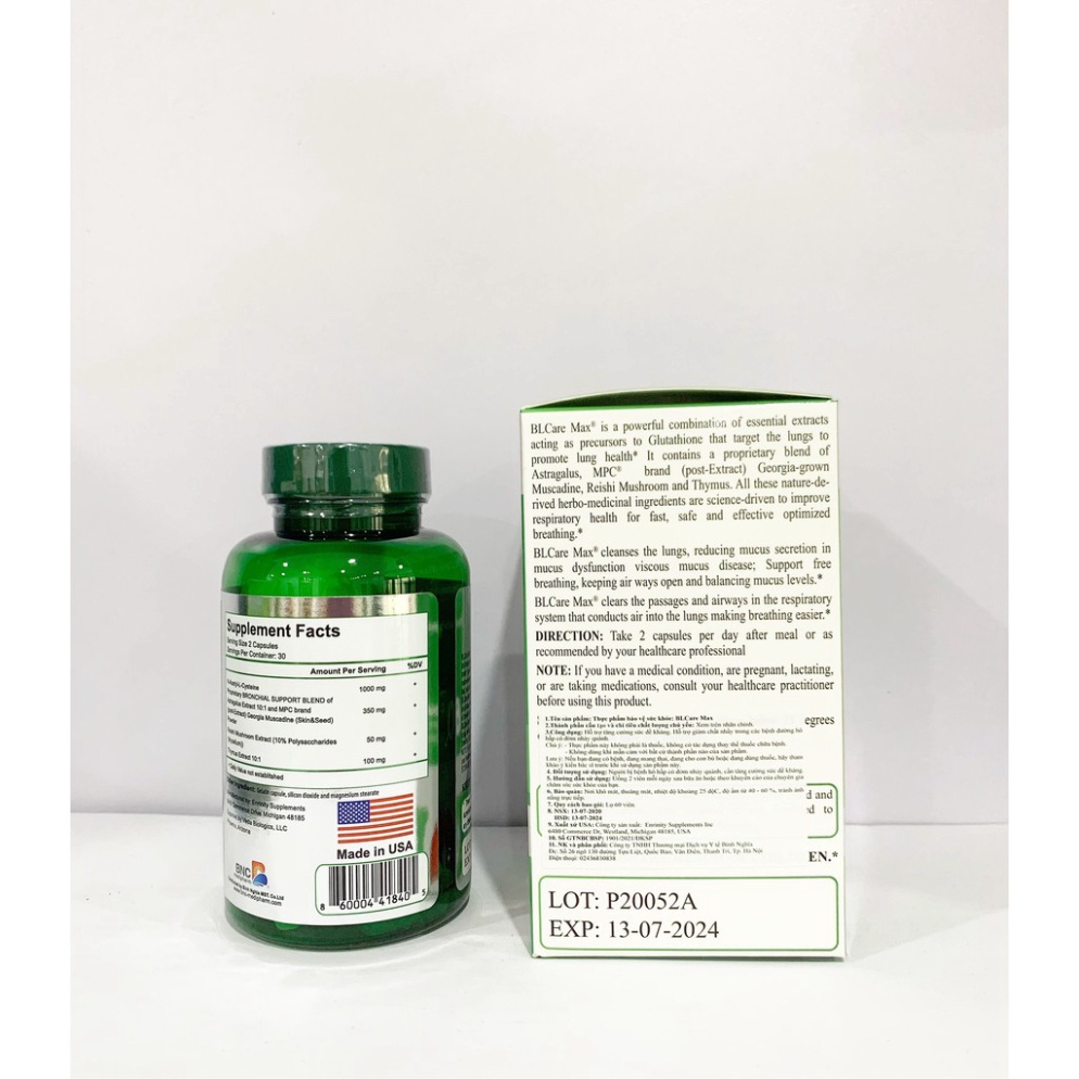 Viên bổ phổi BL Care Max Vinacao nhập khẩu Mỹ hộp 60 viên