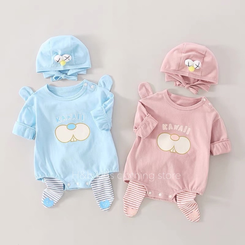 body hồng xanh 3 chi tiết cho bé