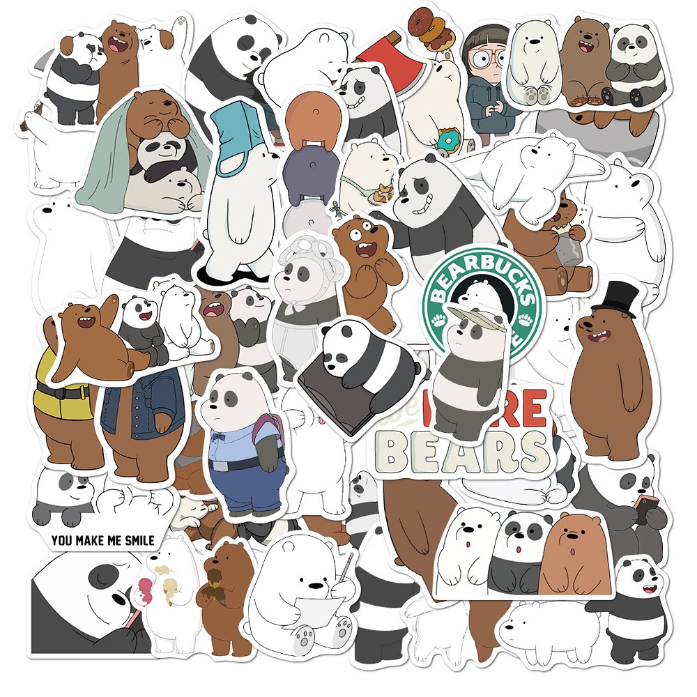 Bộ 50 nhãn dán họa tiết hoạt hình ✿ We Bare Bears ✿