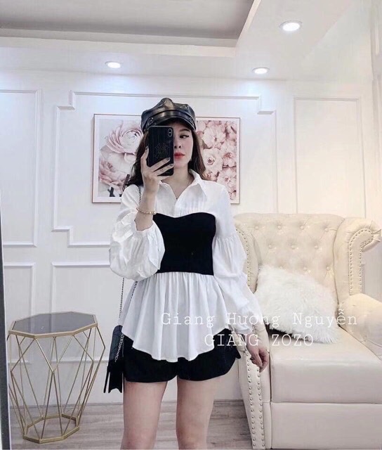 Áo sơ mi phối đen(80k)