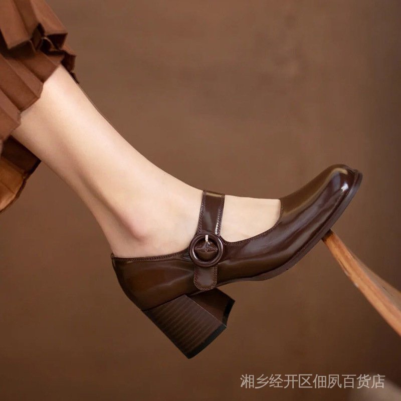 Giày Cao Gót Mary Jane Phong Cách Retro 2021 Màu Sắc Kẹo Ngọt Xinh Xắn