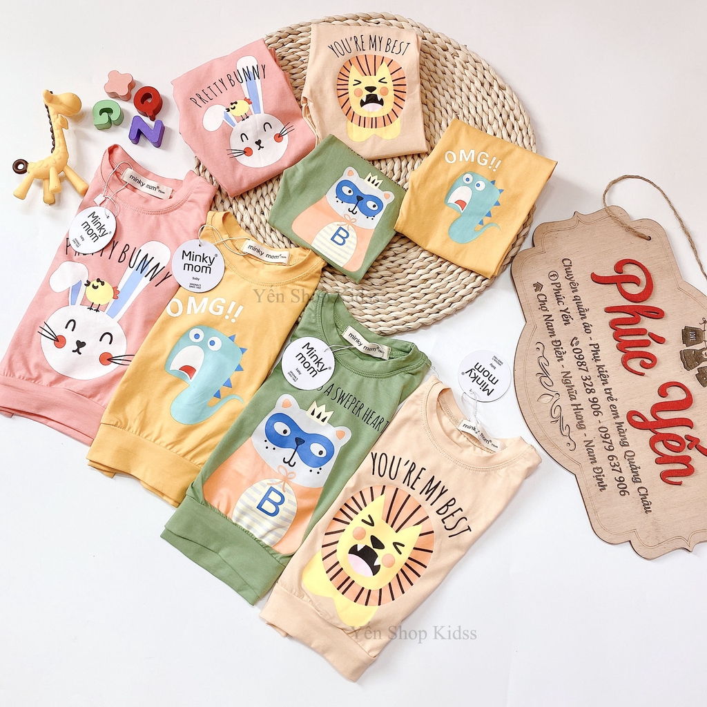 Bộ Dài Tay Minky Mom Cotton 100 % Họa Tiết Động Vật Sư Tử -Chữ Cho Bé (7-19kg) (SP001305)