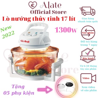 Lò thủy tinh Gali, nồi chiên nướng đa năng giúp giảm dầu mỡ, dung tích 17 lít, tặng kèm 5 phụ kiện bảo hành 1 năm Alate