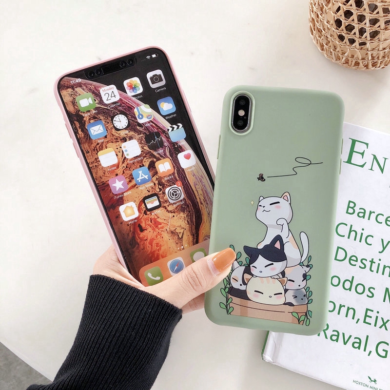 ST| Couple Flower Cat Case for Vivo S1 Pro Y33S Y21 Y21S Y12A Y20 Y20s Y12s 2021 Y30i Y30 Y50 Y19 Y11 Y12 Y15 Y17 Y65 Y71 Y81 Y91 Y93 Y95 V5s V5 V7 Plus V9 V5 V11 V15 Z1 Pro U10