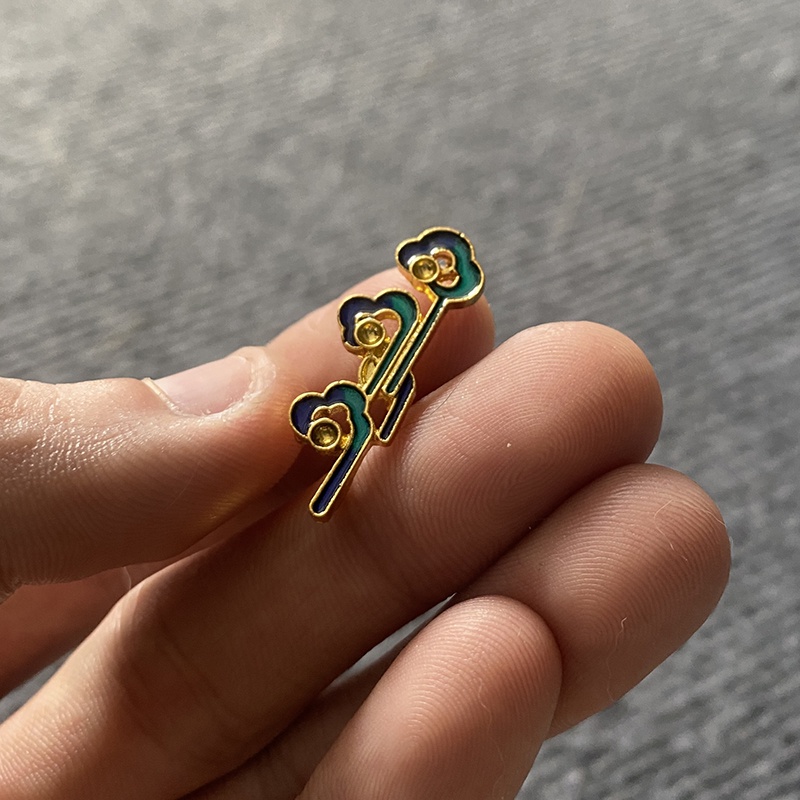 1 phiến đúc họa tiết charm kim loại tráng men - nguyên liệu làm trâm, làm trang sức