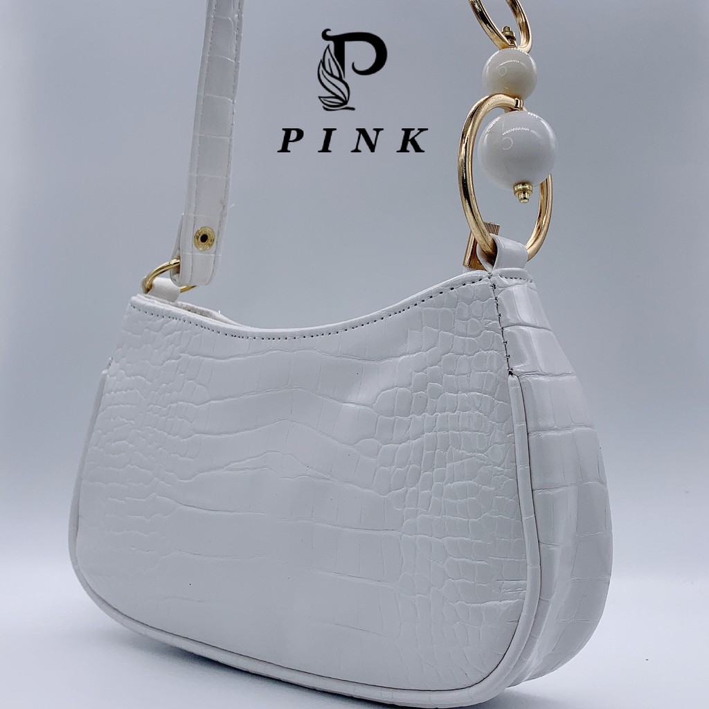 Túi kẹp nách nối bi , Túi xách nữ da mềm siêu xinh mã P01 Pink Shop | BigBuy360 - bigbuy360.vn