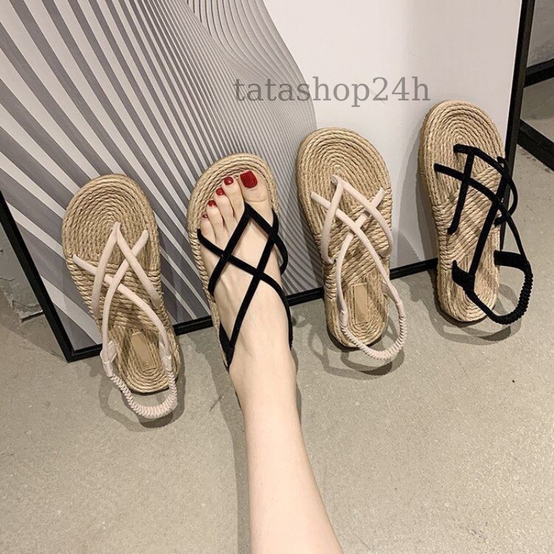 Giày sandal nữ quai chéo đế giả chói đi học đi mưa- GL002