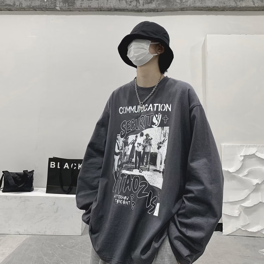 Áo Thun Oversize Tay Dài In Họa Tiết Graffiti Đường Phố Thời Trang Mùa Hè Cho Nam Và Nữ SIze M-8XL