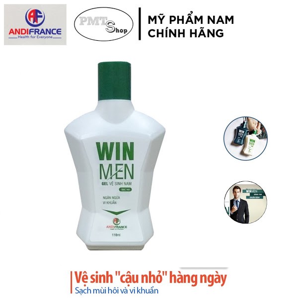 Combo 2 chai Gel vệ sinh nam Winmen 110ml x 2 chai - Khử mùi, kháng khuẩn, giữ ẩm hương bạc hà, Locarno