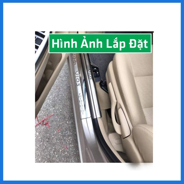 Bộ ốp bậc cửa trong ngoài nẹp bước chân Vios 2014, 2015, 2016, 2017 Inox sáng bóng