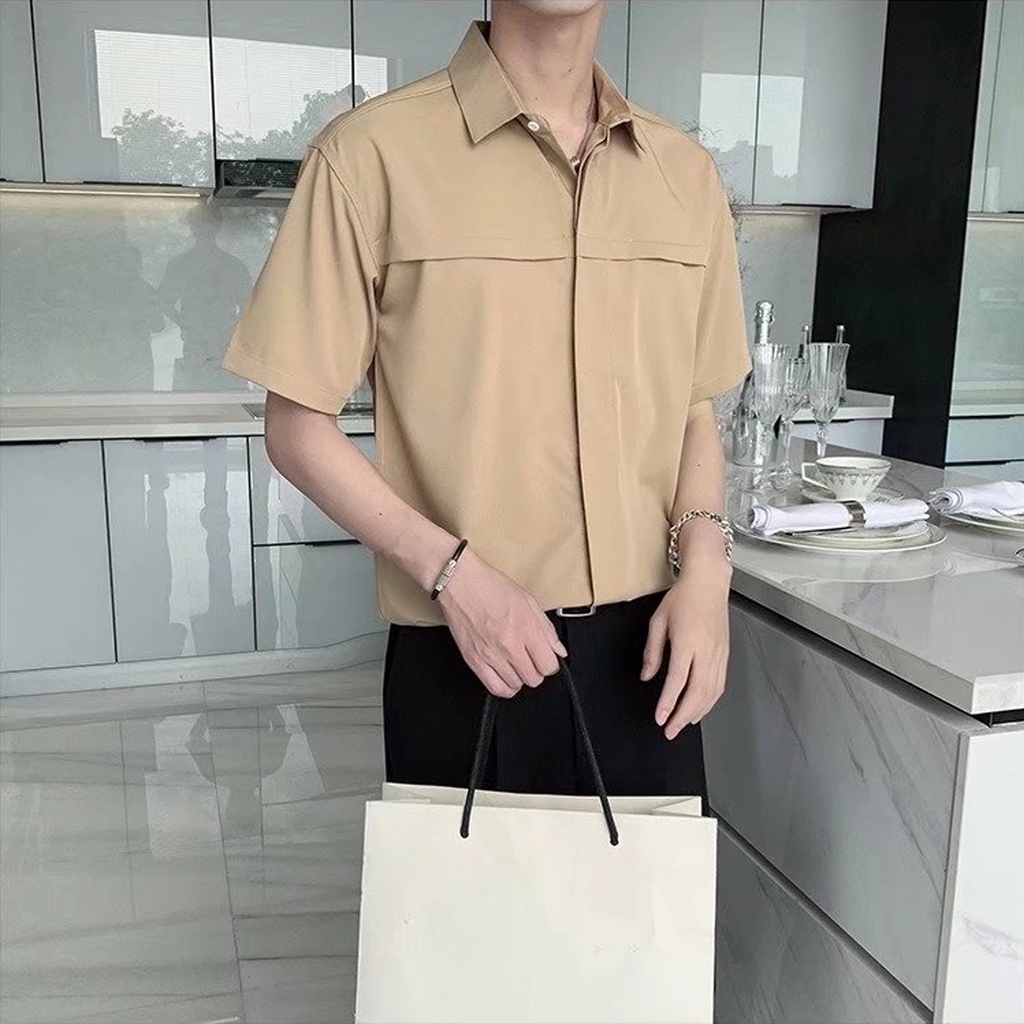 Áo sơ mi nam ngắn tay phong cách thời trang hàn quốc vãi mịn không nhăn AUTOMAN A18