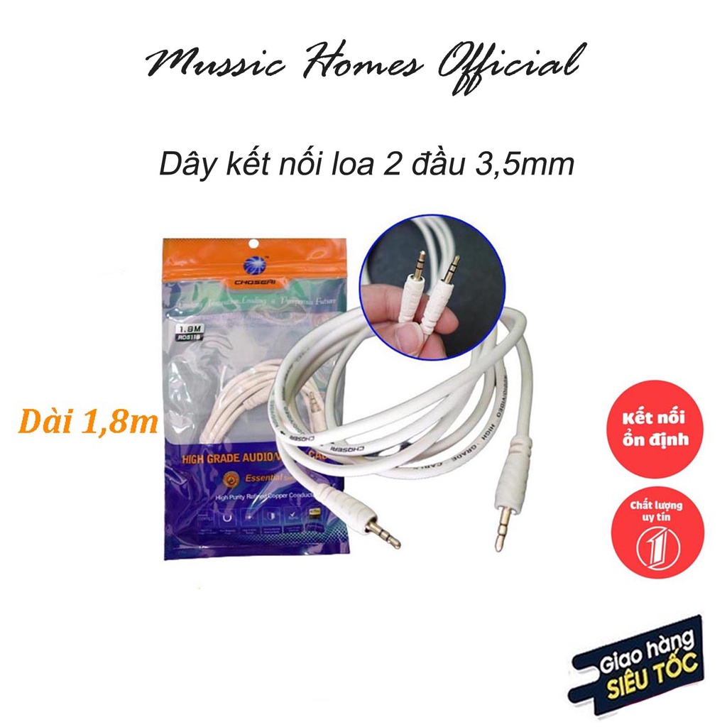(Chính Hãng)Dây loa 3.5mm 1 ra 1 CHOSEAL (1,8m), Dây loa kết nối tín hiệu âm thanh tivi, âm ly, dàn âm thanh dài 1,8m