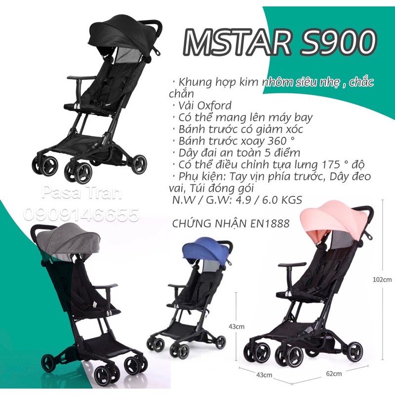 Xe đẩy du lịch siêu gấp gọn siêu nhẹ Mstar S900