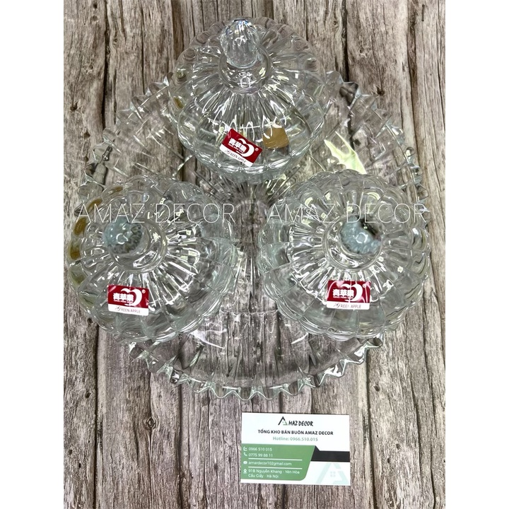 SALE NHẤT NĂM Thố hũ thủy tinh đựng mứt có nắp hạt dưa hình quả bí ngô dày dặn chất lượng cao