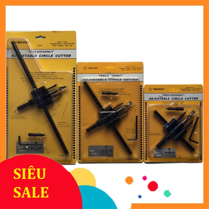 Mũi Khoan Khoét Lỗ Thùng Loa, Lỗ Đèn Thạch Cao Âm Trần 120mm 200mm(Bộ Mũi Khoét Lỗ Gỗ Thạch Cao Trần)