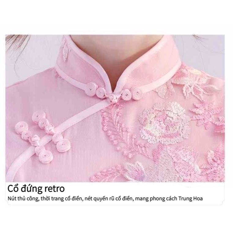 Đầm Sườn xám cách tân ngắn phong cách Trung Hoa thời trang trẻ trung