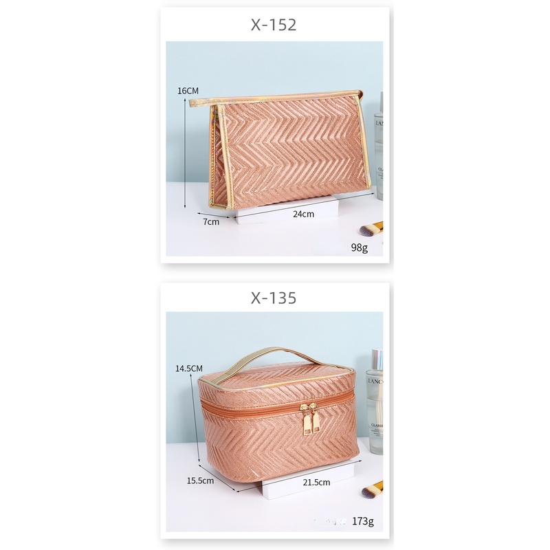 Túi Đựng Mỹ Phẩm Chống Thấm Nước Đính Ngọc Trai Thời Trang Âu Mỹ