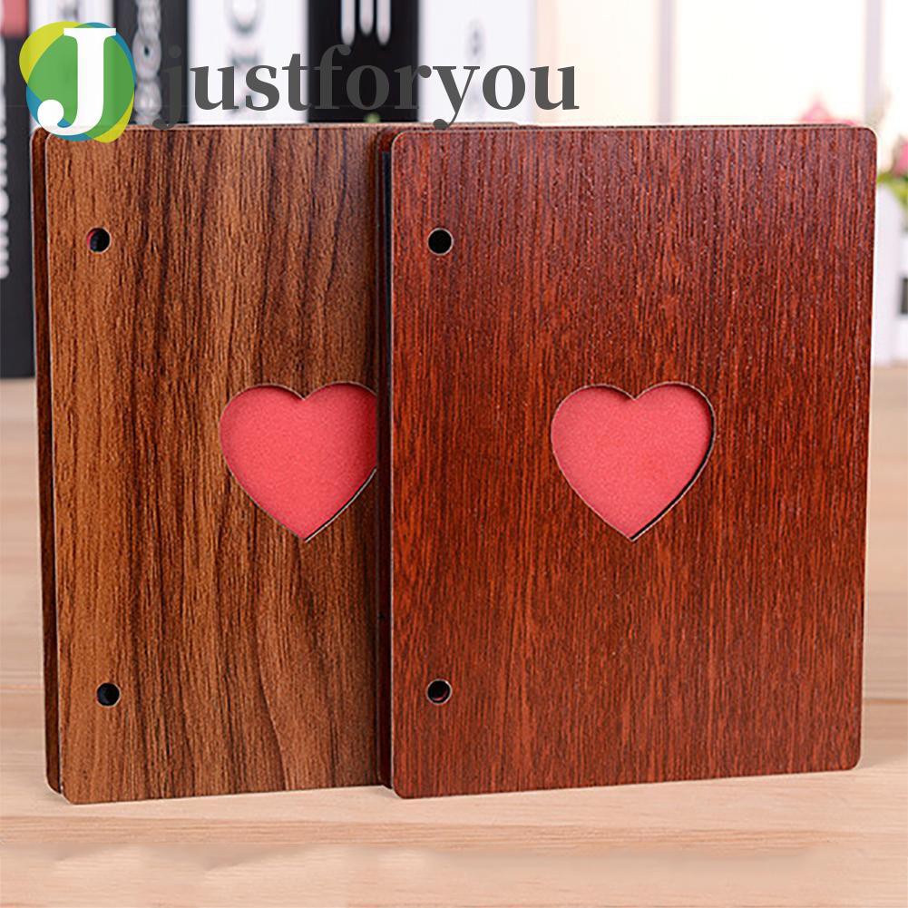 Justforyou2 6inch Paste Photo Album Love Heart Wooden Retro Handmade DIY Scrapbook Gift