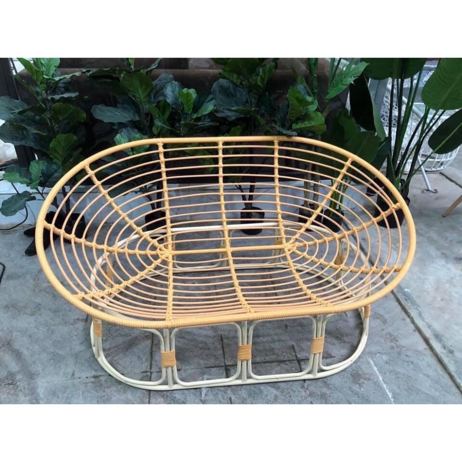 GHẾ PAPASAN ĐÔI KHUNG SĂT SƠN TĨNH ĐIỆN ĐAN MÂY